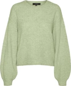 Vero Moda Trui Vmelisa Ls O-neck Pullover Ga Ep 10278939 Reseda Melange Dames Maat - M