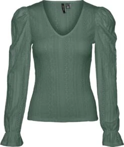 Vero Moda Blouse Vmlondon L/s V-neck Frill Detail To 10289925 Laurel Wreath Dames Maat - M