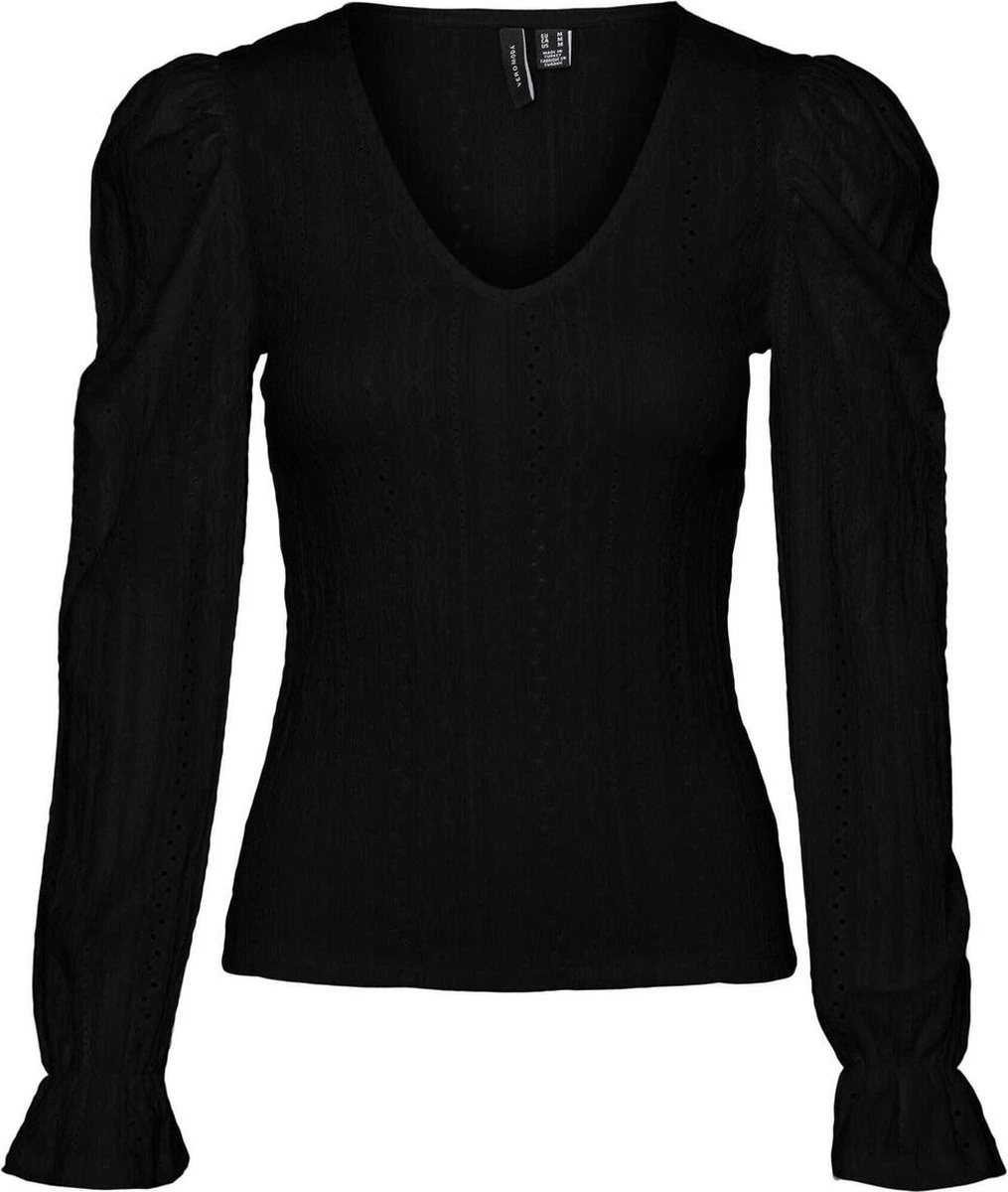 Vero Moda Blouse Vmlondon L/s V-neck Frill Detail To 10289925 Black Dames Maat - XL 1 Vero Moda Blouse Vmlondon L/s V-neck Frill Detail To 10289925 Black Dames Maat - XL