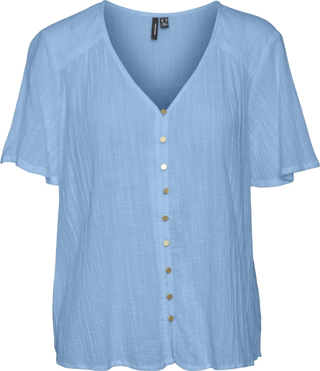 Vero Moda VMSATINA SS TOP WVN BTQ Dames T-shirt - Maat M