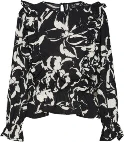 Vero Moda Blouse Vmpolliana Inge Ls Top Wvn Ga 10283572 Black/polliana Dames Maat - S