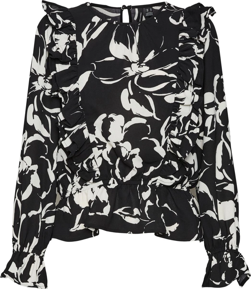 Vero Moda Blouse Vmpolliana Inge Ls Top Wvn Ga 10283572 Black/polliana Dames Maat - S 1 Vero Moda Blouse Vmpolliana Inge Ls Top Wvn Ga 10283572 Black/polliana Dames Maat - S