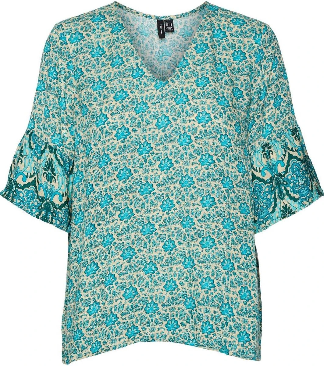 Vero Moda Blouse Vmbani 2/4 V-neck Top Wvn Exp 10295467 Boulder/green Bani Dames Maat - S 1 Vero Moda Blouse Vmbani 2/4 V-neck Top Wvn Exp 10295467 Boulder/green Bani Dames Maat - S