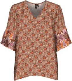 Vero Moda Blouse Vmbani 2/4 V-neck Top Wvn Exp 10295467 Boulder/red Bani Dames Maat - XS