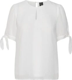 Vero Moda Blouse Vmhailey Ss Tie Top Wvn Ce 10287725 Snow White Dames Maat - M