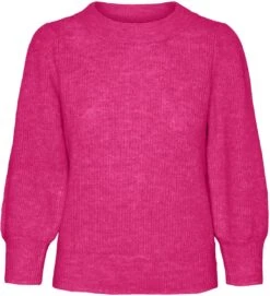 Vero Moda VMVIGGA 3/4 RIB PULLOVER GA BOO REP Dames Trui Pink Yarrow - Maat XL