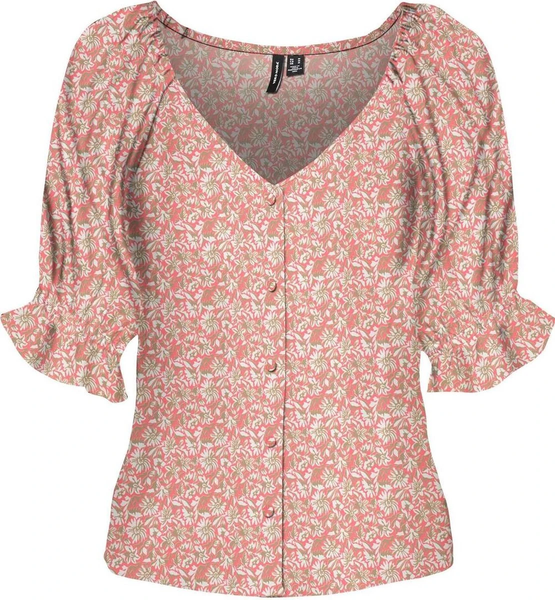 Vero Moda Blouse Vmrani 2/4 Shirt Wvn Lcs 10283520 Georgia Peach/rani Dames Maat - S 1 Vero Moda Blouse Vmrani 2/4 Shirt Wvn Lcs 10283520 Georgia Peach/rani Dames Maat - S