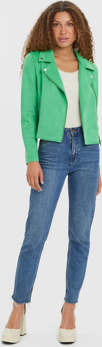Vero Moda VMJOSE SHORT FAUX SUEDE JACKET BOOS Dames Biker Jacket Bright Green - Maat XXL 2 Vero Moda VMJOSE SHORT FAUX SUEDE JACKET BOOS Dames Biker Jacket Bright Green - Maat XXL - Afbeelding 2