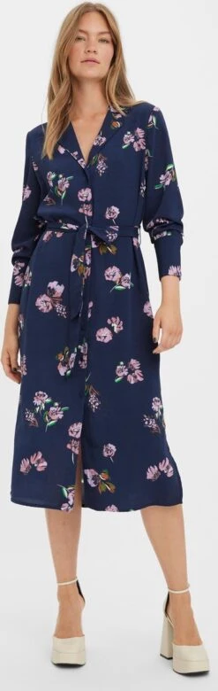 Vero Moda Jurk Vmlydia Ls Calf Shirt Dress Wvn 10278874 Navy Blazer Dames Maat - M -Vero Moda 380x1200 1