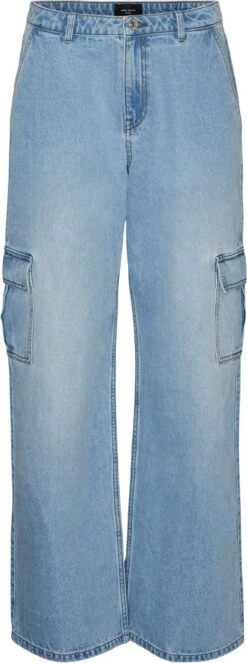 Vero Moda VMNORTH MR LOOSE STR CARGO JEANS VI3331 Dames Broek Medium Blue Denim - Maat 28 X "32