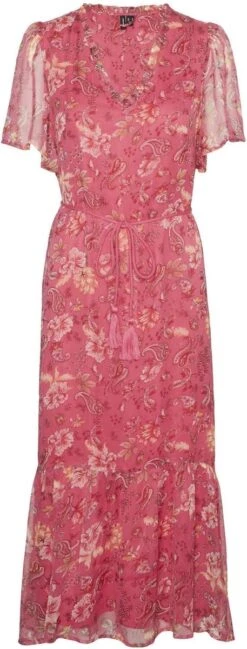 Vero Moda Jurk Vmsilo Ss 7/8 Dress Wvn Btq 10286028 Pink Yarrow/silo Dames Maat - XS
