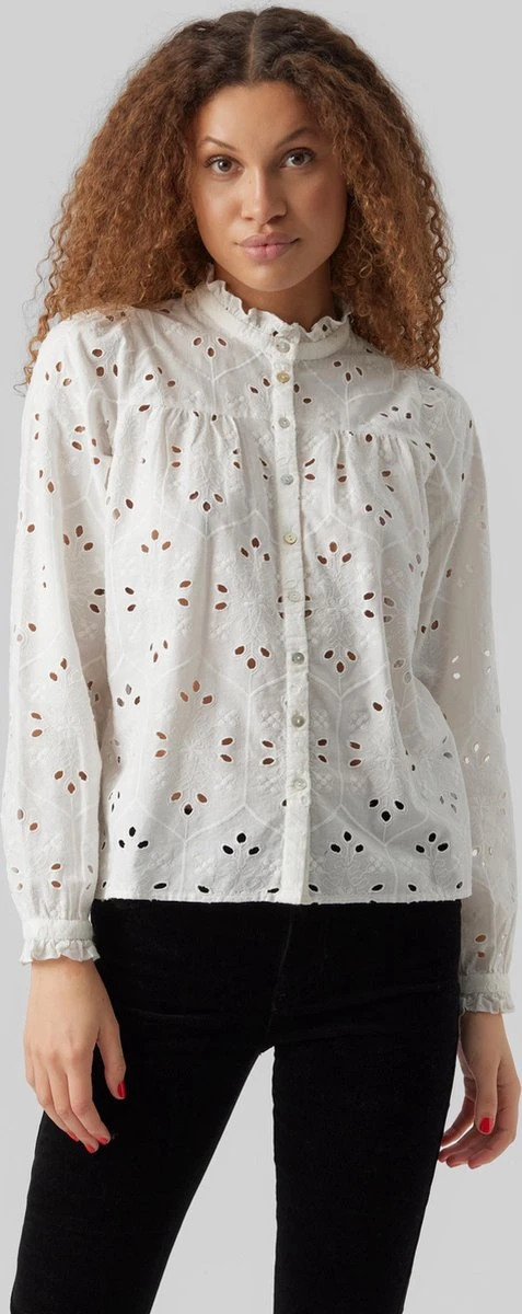 Vero Moda Blouse Vmpenri L/s Emb Shirt Wvn Btq 10284661 Snow White Dames Maat - S 5 Vero Moda Blouse Vmpenri L/s Emb Shirt Wvn Btq 10284661 Snow White Dames Maat - S - Afbeelding 5