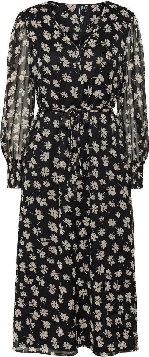 Vero Moda Jurk Vmpica L/s V-neck 7/8 Dress Wvn Btq Black Dames Maat - L 1 Vero Moda Jurk Vmpica L/s V-neck 7/8 Dress Wvn Btq Black Dames Maat - L