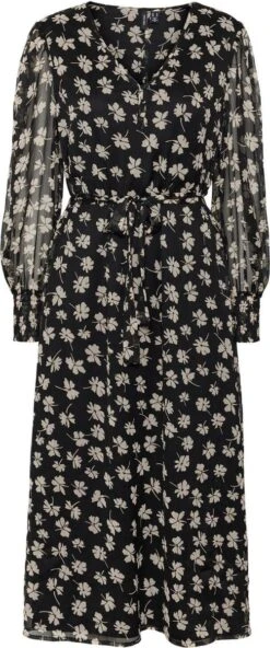 Vero Moda Jurk Vmpica L/s V-neck 7/8 Dress Wvn Btq Black Dames Maat - M