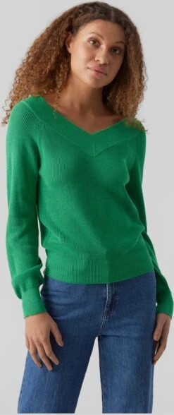 VERO MODA VMNEWLEXSUN LS DOUBLE V-NCK BLOU GA REP2 Dames Trui - Maat L