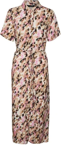 Vero Moda Jurk Vmeasy S/s Long Shirt Dress R1 Wvn 10286792 Tigers Eye/ina Dames Maat - M
