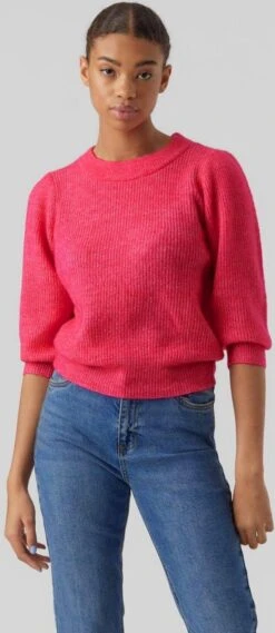 Vero Moda VMVIGGA 3/4 RIB PULLOVER GA BOO REP Dames Trui Pink Yarrow - Maat M 14 Vero Moda VMVIGGA 3/4 RIB PULLOVER GA BOO REP Dames Trui Pink Yarrow - Maat M -Vero Moda 521x1200 4