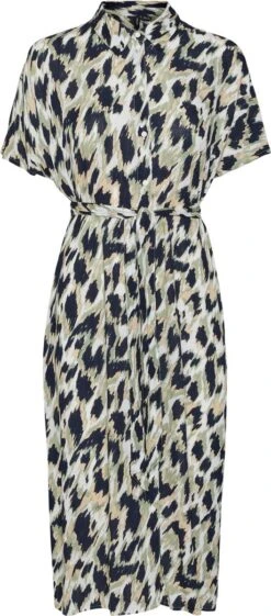 VERO MODA VMMENNY SS CALF SHIRT DRESS WVN GA Dames Jurk - Maat L