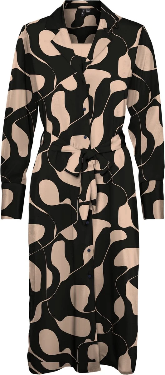 VERO MODA VMLYDIA LS CALF SHIRT DRESS WVN Dames Jurk - Maat S 1 VERO MODA VMLYDIA LS CALF SHIRT DRESS WVN Dames Jurk - Maat S