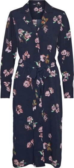 Vero Moda Jurk Vmlydia Ls Calf Shirt Dress Wvn 10278874 Navy Blazer Dames Maat - L