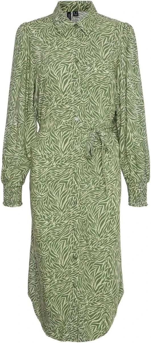 Vero Moda Jurk Vmsara Ls Calf Shirt Dress Wvn 10282451 Reseda/sara Dames Maat - XL 1 Vero Moda Jurk Vmsara Ls Calf Shirt Dress Wvn 10282451 Reseda/sara Dames Maat - XL