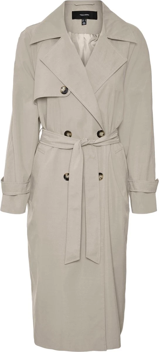 Vero Moda VMTESSA ALMA LONG TRENCHCOAT LCS Dames Jas Silver Lining - Maat S 1 Vero Moda VMTESSA ALMA LONG TRENCHCOAT LCS Dames Jas Silver Lining - Maat S