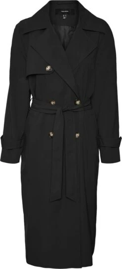 Vero Moda VMTESSA ALMA LONG TRENCHCOAT LCS Dames Jas Black - Maat S