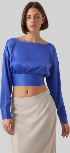 Vero Moda VMKARINA LS TIE TOP Dames Top DAZZLING BLUE Maat - L 11 Vero Moda VMKARINA LS TIE TOP Dames Top DAZZLING BLUE Maat - L -Vero Moda 555x1200 1