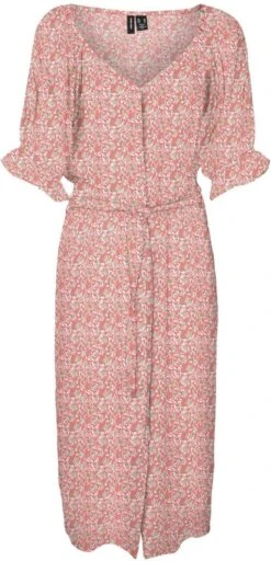 Vero Moda Jurk Vmrani 2/4 Calf Shirt Dress Wvn Lcs 10283519 Georgia Peach/rani Dames Maat - S