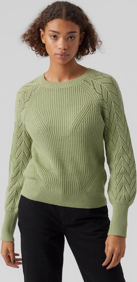 Vero Moda Trui Vmnicola Ls O-neck Pullover Boo 10277711 Reseda Dames Maat - L 2 Vero Moda Trui Vmnicola Ls O-neck Pullover Boo 10277711 Reseda Dames Maat - L - Afbeelding 2