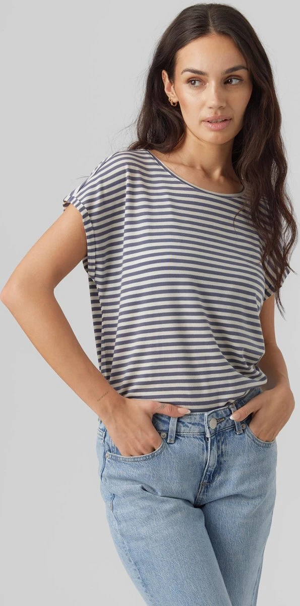 Vero Moda T-shirt Vmava Plain Ss Top Stripe Ga Jrs N 10284469 China Blue Dames Maat - L 2 Vero Moda T-shirt Vmava Plain Ss Top Stripe Ga Jrs N 10284469 China Blue Dames Maat - L - Afbeelding 2