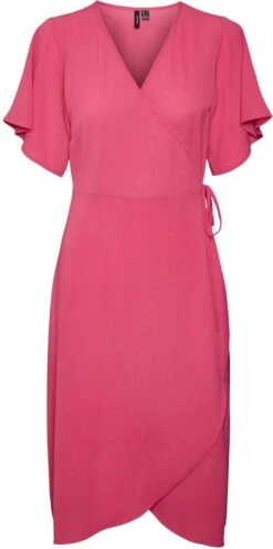 Vero Moda Jurk Vmsaki Ss Calf Wrap Dress Wvn Ga No 10287361 Pink Yarrow Dames Maat - M