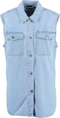 Vero Moda VMPHILINA OVERSIZE DENIM VEST Dames Gilet Light Blue Denim - Maat S -Vero Moda 611x1200 1