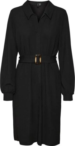 VERO MODA JURK VMPAM L/S SHIRT DRESS JRS BTQ BLACK DAMES MAAT - M