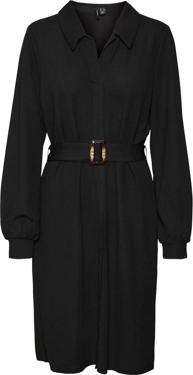 VERO MODA JURK VMPAM L/S SHIRT DRESS JRS BTQ BLACK DAMES MAAT - XL 1 VERO MODA JURK VMPAM L/S SHIRT DRESS JRS BTQ BLACK DAMES MAAT - XL