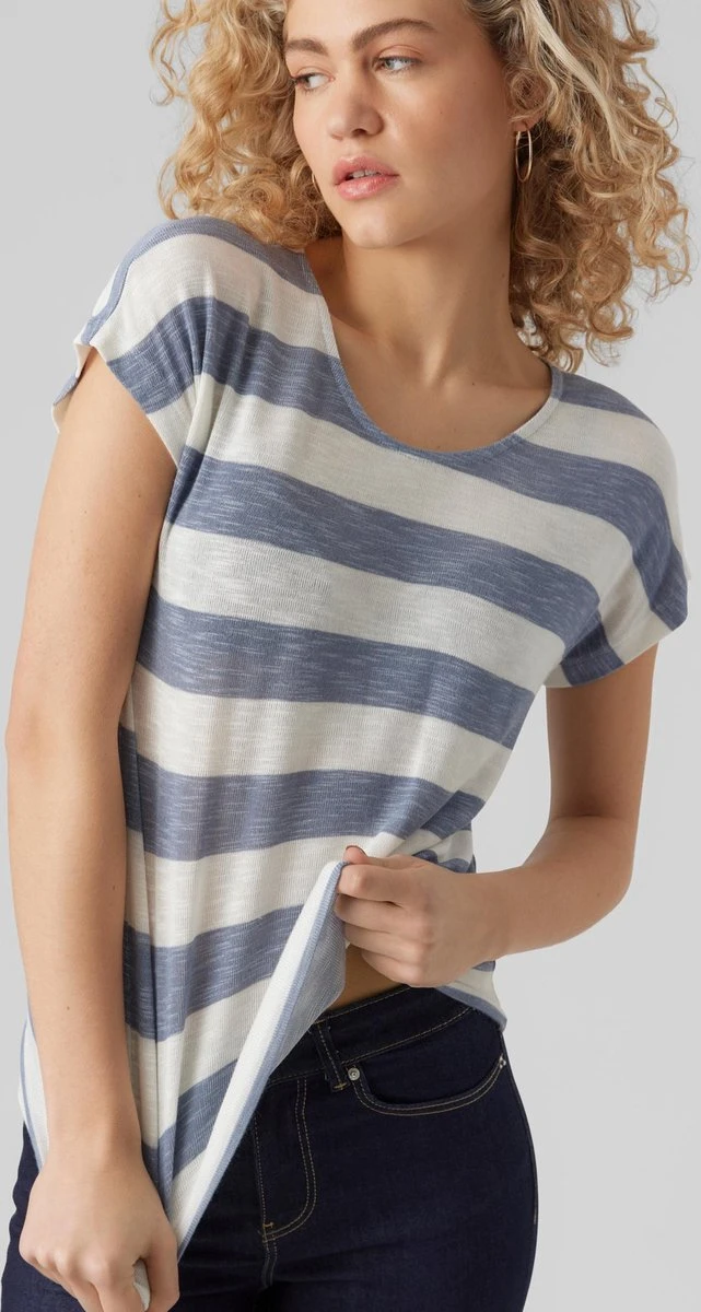 Vero Moda T-shirt Vmwide Stripe S/l Top Ga Jrs Noos 10284474 China Blue Dames Maat - M 2 Vero Moda T-shirt Vmwide Stripe S/l Top Ga Jrs Noos 10284474 China Blue Dames Maat - M - Afbeelding 2