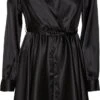 Vero Moda VMDIANA LS SATIN WRAP DRESS WVN BF Dames MINI Wikkeljurk Black - Maat L