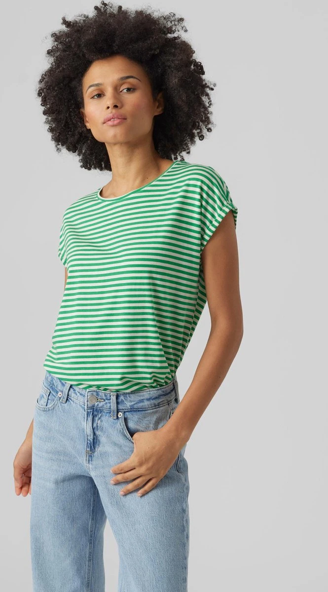 VERO MODA VMAVA PLAIN SS TOP STRIPE GA JRS NOOS Dames T-shirt - Maat M 2 VERO MODA VMAVA PLAIN SS TOP STRIPE GA JRS NOOS Dames T-shirt - Maat M - Afbeelding 2