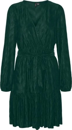 Vero Moda VMZIVA L/S V-NECK SHORT DRESS EXP Dames Jurk Pine Grove Maat - XXL