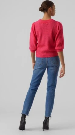 Vero Moda VMVIGGA 3/4 RIB PULLOVER GA BOO REP Dames Trui Pink Yarrow - Maat L -Vero Moda 668x1200 2