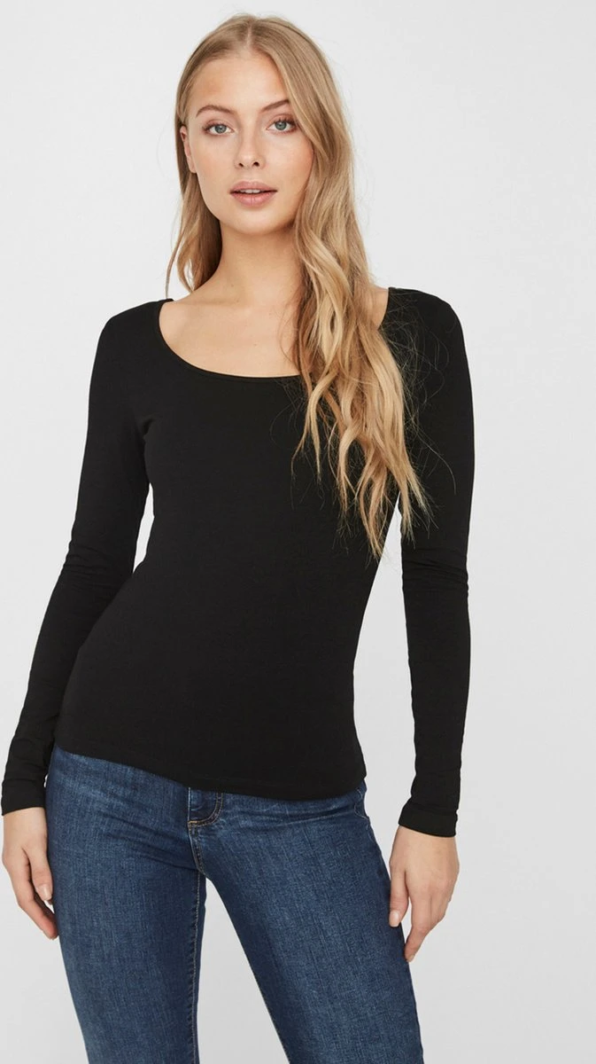 Vero Moda T-shirt Vmmaxi My Ls Soft Uneck Ga Noos 10228809 Black Dames Maat - XXL 2 Vero Moda T-shirt Vmmaxi My Ls Soft Uneck Ga Noos 10228809 Black Dames Maat - XXL - Afbeelding 2