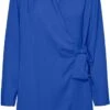 Vero Moda VMGRACE L/S SHORT WRAP DRESS EXP CP Dames MINI Wikkeljurk DAZZLING BLUE Maat - S