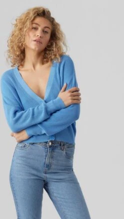 Vero Moda Vest Vmnewlexsun Ls Short V-neck Car Ga 10281878 Little Boy Blue Dames Maat - S -Vero Moda 685x1200