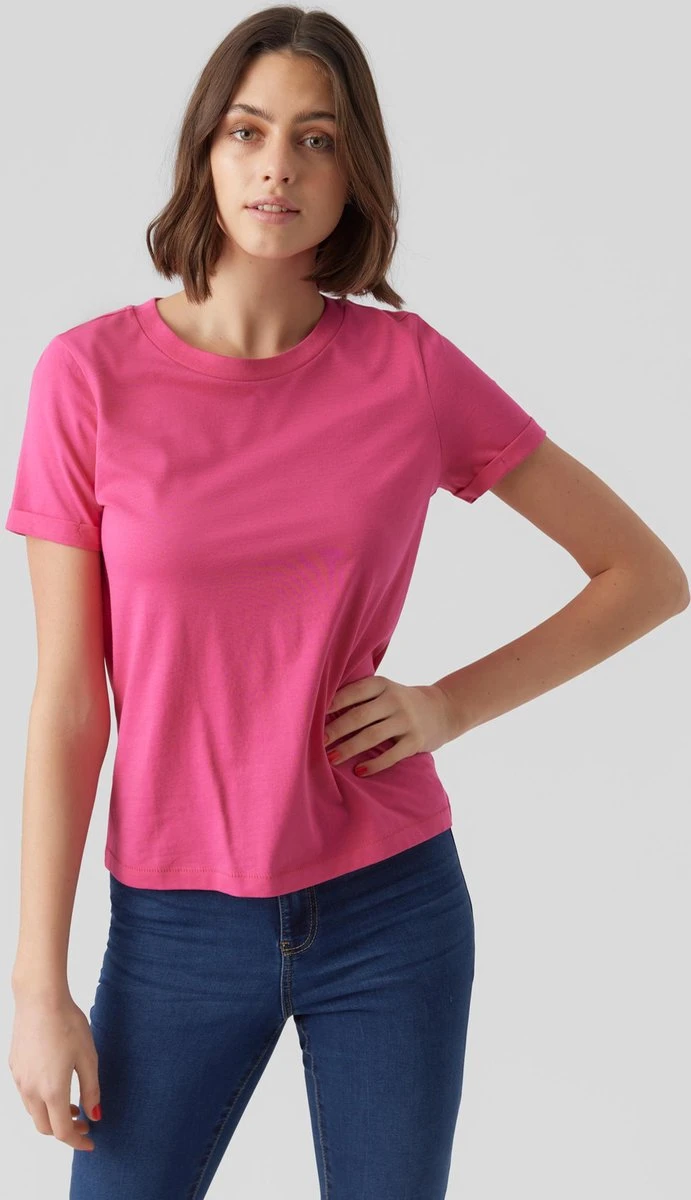 Vero Moda T-shirt Vmpaula S/s T-shirt Noos 10243889 Pink Yarrow Dames Maat - L 2 Vero Moda T-shirt Vmpaula S/s T-shirt Noos 10243889 Pink Yarrow Dames Maat - L - Afbeelding 2