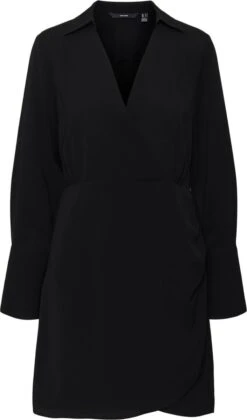 Vero Moda VMKERRI LS SHORT DRESS WVN Dames Jurk Black - Maat L