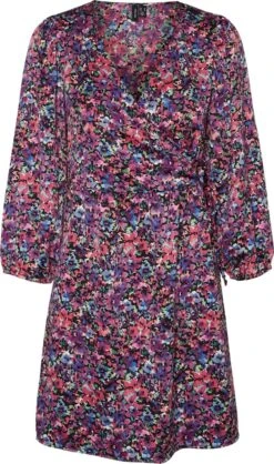 Vero Moda VMNEVA 7/8 WRAP SHORT DRESS SB1 Dames Jurk Black - Maat L