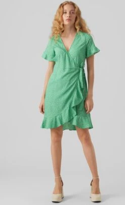 VERO MODA VMHENNA 2/4 WRAP FRILL DRESS WVN Dames Jurk - Maat XS -Vero Moda 735x1200