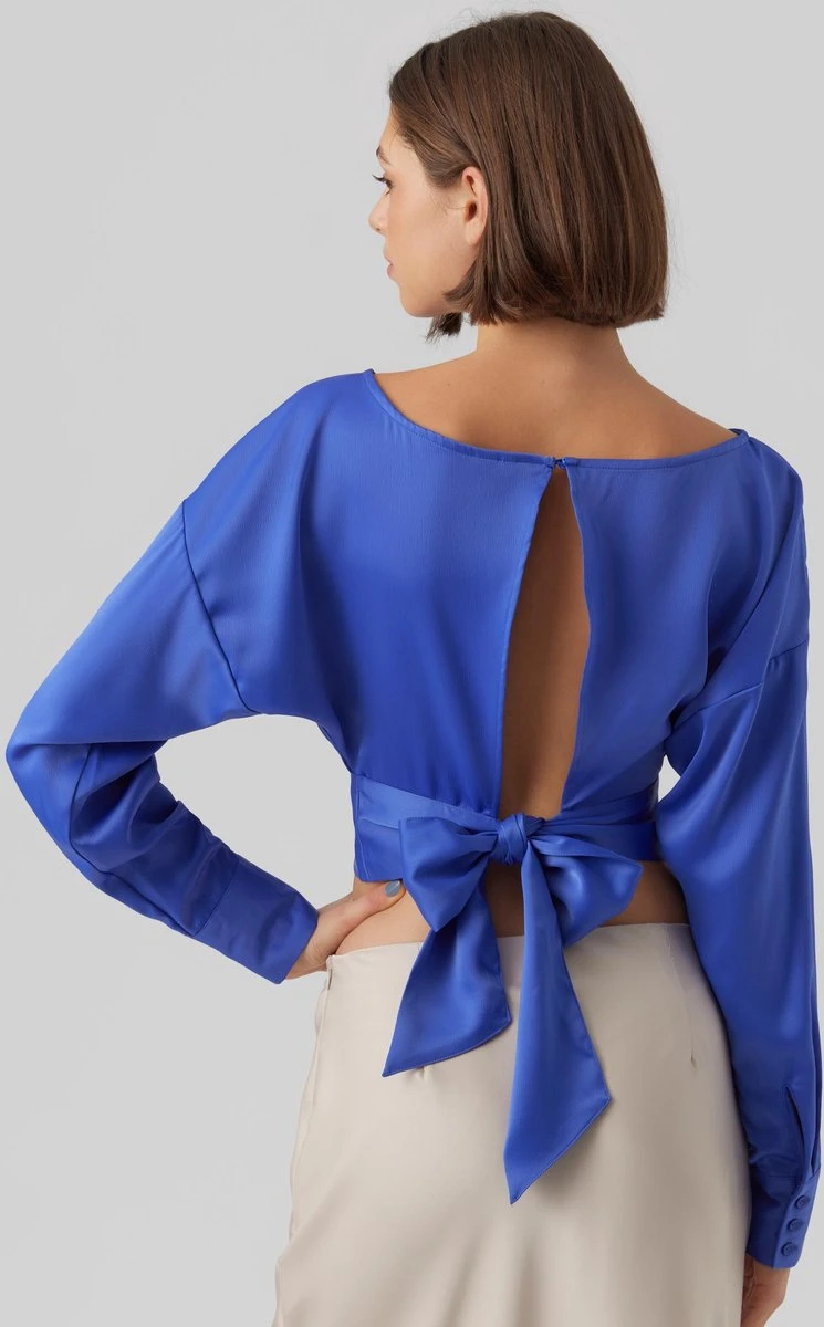 Vero Moda VMKARINA LS TIE TOP Dames Top DAZZLING BLUE Maat - L 5 Vero Moda VMKARINA LS TIE TOP Dames Top DAZZLING BLUE Maat - L - Afbeelding 5
