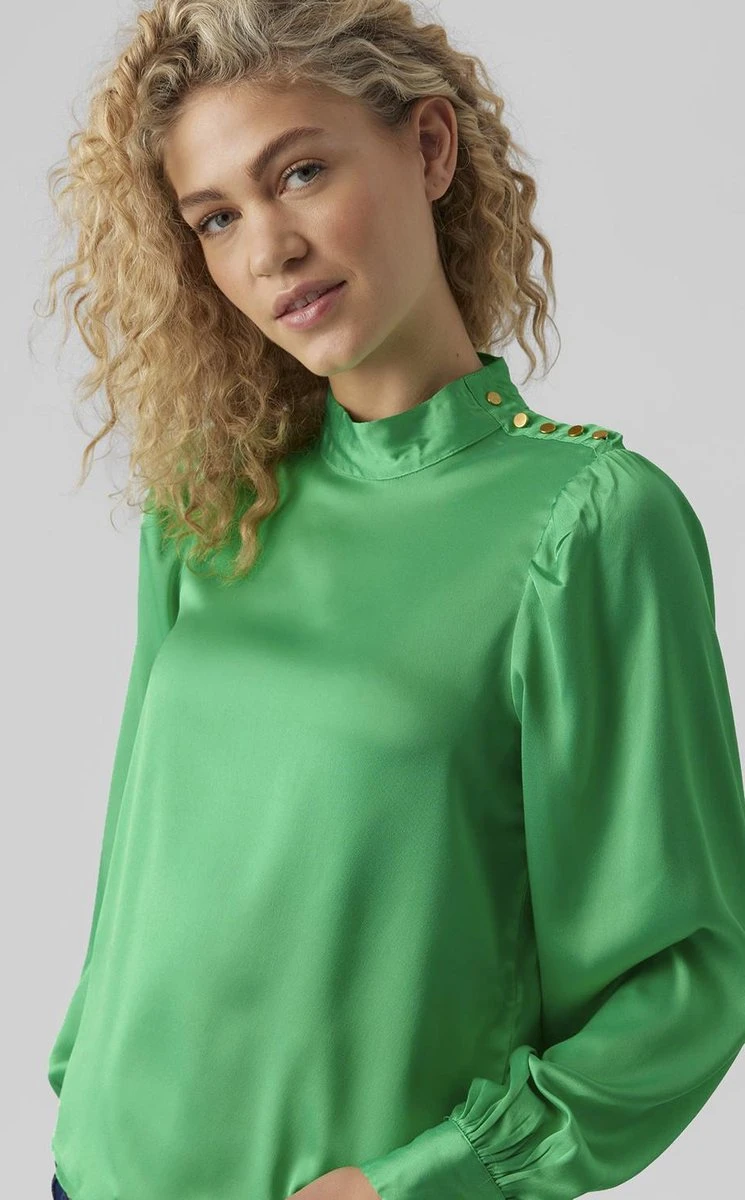 Vero Moda Blouse Vmlola Ls Button Top Wvn 10280672 Bright Green Dames Maat - S 5 Vero Moda Blouse Vmlola Ls Button Top Wvn 10280672 Bright Green Dames Maat - S - Afbeelding 5