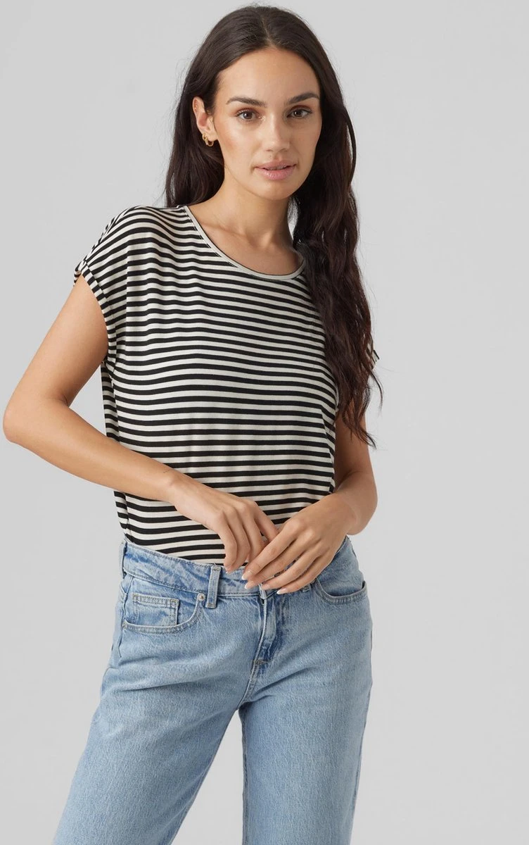 VERO MODA VMAVA PLAIN SS TOP STRIPE GA JRS NOOS Dames T-shirt - Maat XXL 2 VERO MODA VMAVA PLAIN SS TOP STRIPE GA JRS NOOS Dames T-shirt - Maat XXL - Afbeelding 2